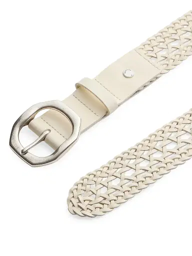 rag & bone Women's Audrey Woven Leather Belt - Antique White - Size Medium | Thumbnail 3 rag & bone Women's Audrey Woven Leather Belt - Antique White - Size Medium | Thumbnail 3