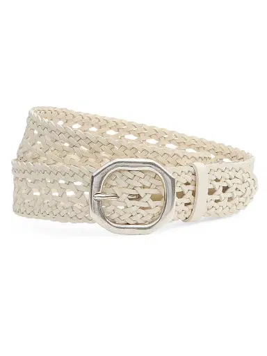 rag & bone Women's Audrey Woven Leather Belt - Antique White - Size Medium | Thumbnail 1 rag & bone Women's Audrey Woven Leather Belt - Antique White - Size Medium | Thumbnail 1