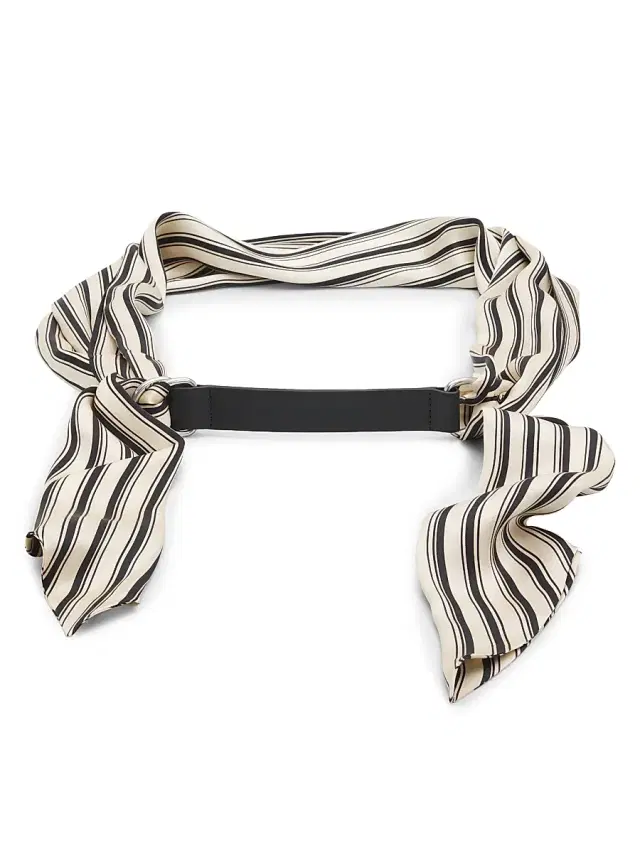 Women's Michele Striped Silk Scarf Belt - Black Stripe