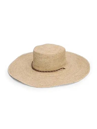 rag & bone Women's Frankie Raffia Boater Hat - Natural Crochet - Size Large | Thumbnail 1 rag & bone Women's Frankie Raffia Boater Hat - Natural Crochet - Size Large | Thumbnail 1