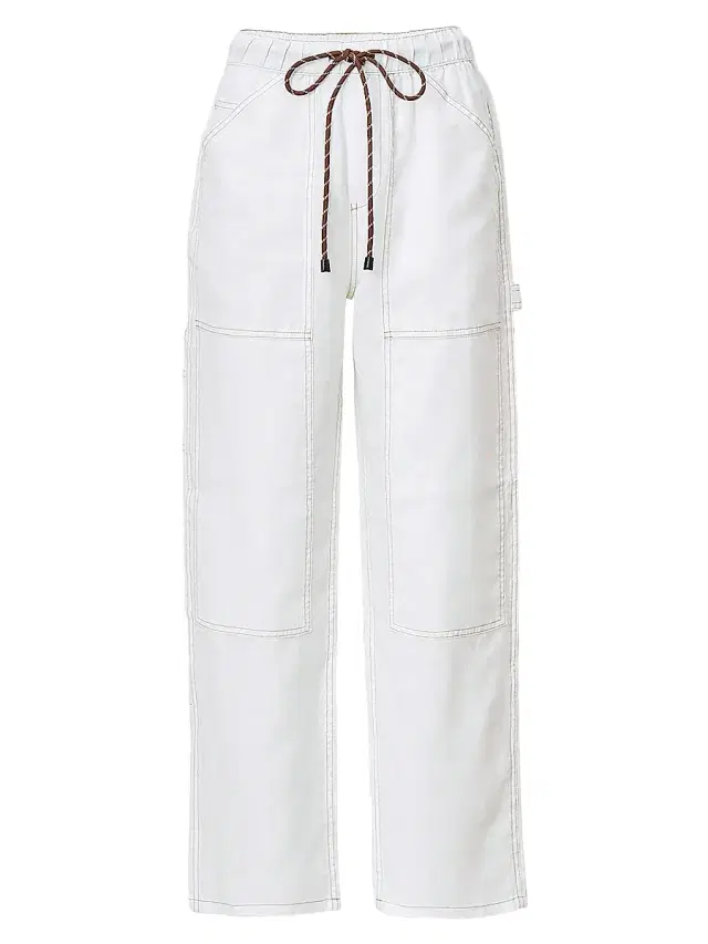 Women's Atlas Linen Straight-Leg Drawstring Pants - White