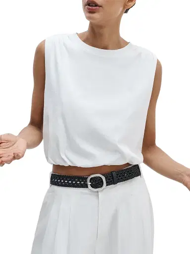 rag & bone Women's Mica Bubble-Hem Cotton Crop Top | Thumbnail 3 rag & bone Women's Mica Bubble-Hem Cotton Crop Top | Thumbnail 3