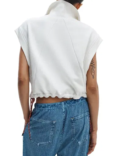 rag & bone Women's Drawstring-Hem Terry Cotton Crop T-Shirt - Cream - Size XL | Thumbnail 5