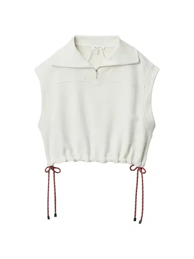 rag & bone Women's Drawstring-Hem Terry Cotton Crop T-Shirt - Cream - Size XL | Thumbnail 1