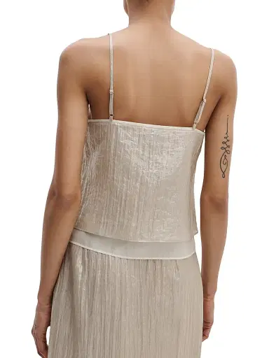 rag & bone Women's Suki Metallic Crinkled Crop Top | Thumbnail 4