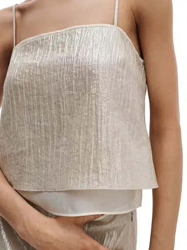 rag & bone Women's Suki Metallic Crinkled Crop Top | Thumbnail 5