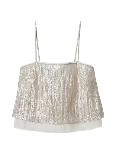 rag & bone Women's Suki Metallic Crinkled Crop Top | Thumbnail 1