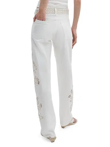 rag & bone Women's Shea Full High-Rise Straight-Leg Jeans - White Floral | Thumbnail 5