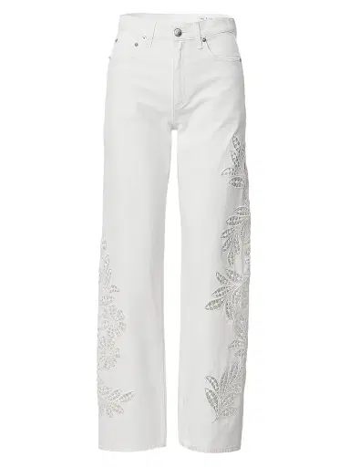 rag & bone Women's Shea Full High-Rise Straight-Leg Jeans - White Floral | Thumbnail 1