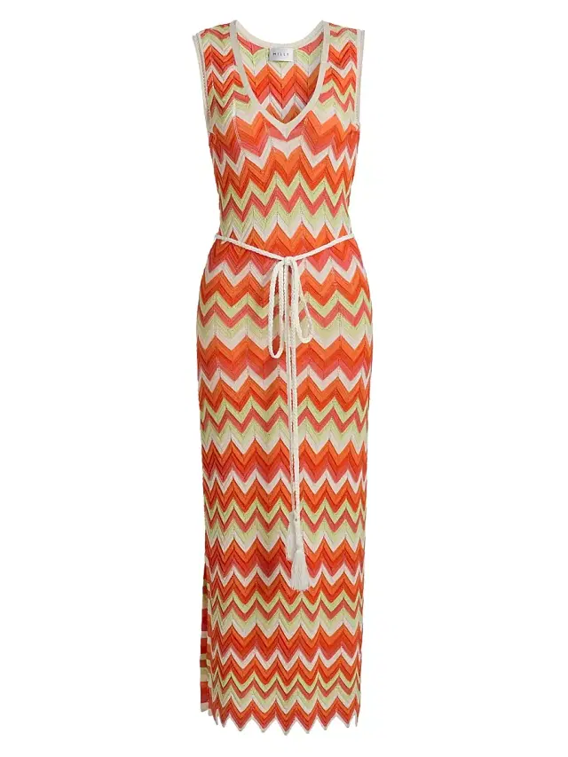 Milly Women's Kaela Zigzag Knit Cover-Up Dress - Orange Multi