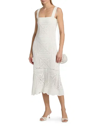 Milly Women's Mena Knit Midi-Dress - Ecru - Size XL | Thumbnail 2 Milly Women's Mena Knit Midi-Dress - Ecru - Size XL | Thumbnail 2