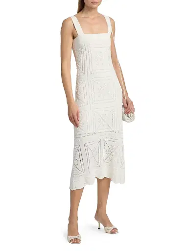 Milly Women's Mena Knit Midi-Dress - Ecru - Size XL | Thumbnail 3 Milly Women's Mena Knit Midi-Dress - Ecru - Size XL | Thumbnail 3