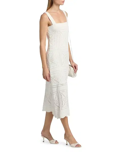 Milly Women's Mena Knit Midi-Dress - Ecru - Size XL | Thumbnail 4 Milly Women's Mena Knit Midi-Dress - Ecru - Size XL | Thumbnail 4