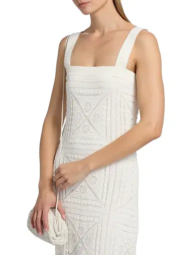 Milly Women's Mena Knit Midi-Dress - Ecru - Size XL | Thumbnail 6 Milly Women's Mena Knit Midi-Dress - Ecru - Size XL | Thumbnail 6