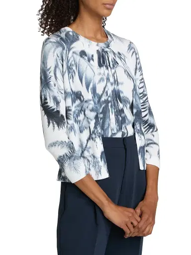 Oscar de la Renta Women's Palm Tree Cotton-Blend Tieneck Cardigan | Thumbnail 4 Oscar de la Renta Women's Palm Tree Cotton-Blend Tieneck Cardigan | Thumbnail 4