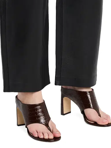 Stuart Weitzman Women's Babette 85MM Croc-Embossed Leather Sandals - Walnut - Size 9.5 | Thumbnail 2 Stuart Weitzman Women's Babette 85MM Croc-Embossed Leather Sandals - Walnut - Size 9.5 | Thumbnail 2