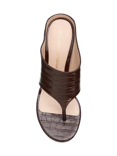 Stuart Weitzman Women's Babette 85MM Croc-Embossed Leather Sandals - Walnut - Size 9.5 | Thumbnail 5 Stuart Weitzman Women's Babette 85MM Croc-Embossed Leather Sandals - Walnut - Size 9.5 | Thumbnail 5