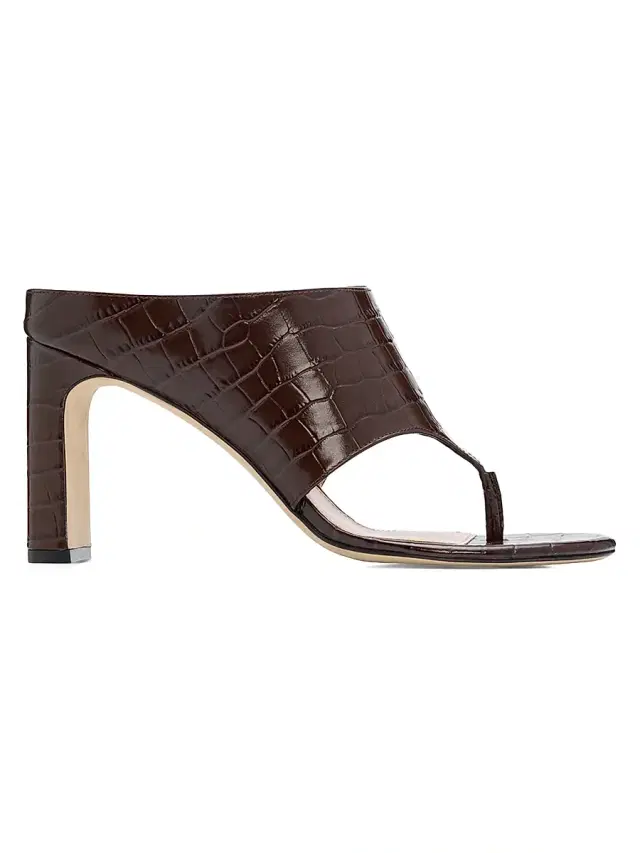Stuart Weitzman Women's Babette 85MM Croc-Embossed Leather Sandals - Walnut