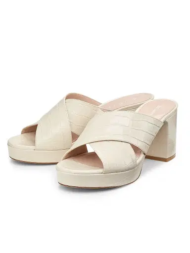 Stuart Weitzman Women's Dayna 80MM Leather Platform Sandals - Linen - Size 9.5 | Thumbnail 2