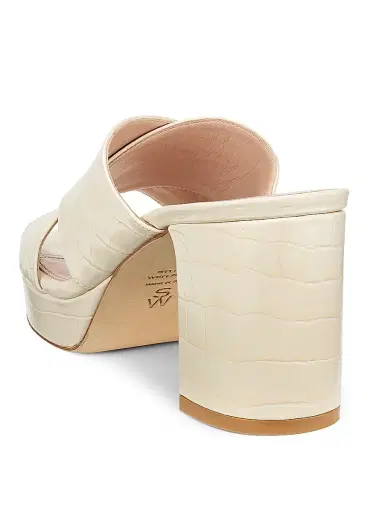 Stuart Weitzman Women's Dayna 80MM Leather Platform Sandals - Linen - Size 9.5 | Thumbnail 3