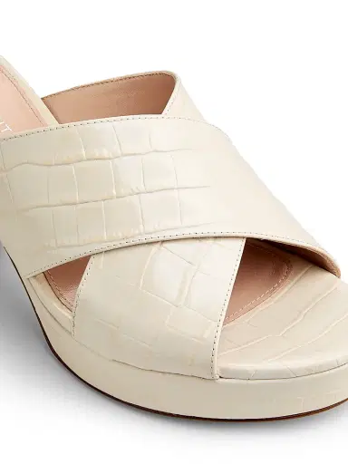 Stuart Weitzman Women's Dayna 80MM Leather Platform Sandals - Linen - Size 9.5 | Thumbnail 5