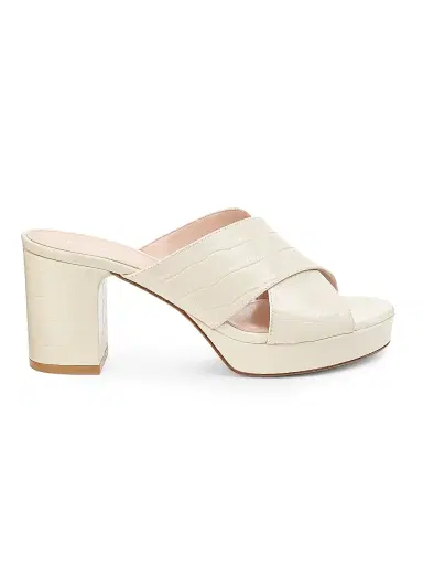 Stuart Weitzman Women's Dayna 80MM Leather Platform Sandals - Linen - Size 9.5 | Thumbnail 1