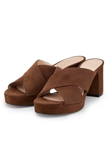 Stuart Weitzman Women's Dayna 80MM Suede Platform Mules - Cigar - Size 9.5 | Thumbnail 2