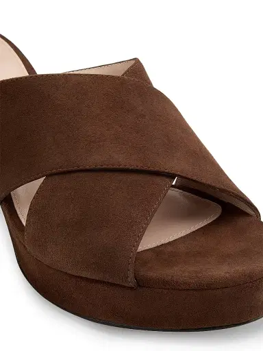 Stuart Weitzman Women's Dayna 80MM Suede Platform Mules - Cigar - Size 9.5 | Thumbnail 5