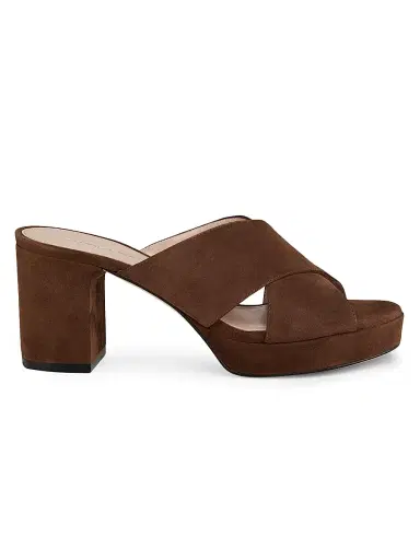 Stuart Weitzman Women's Dayna 80MM Suede Platform Mules - Cigar - Size 9.5 | Thumbnail 1