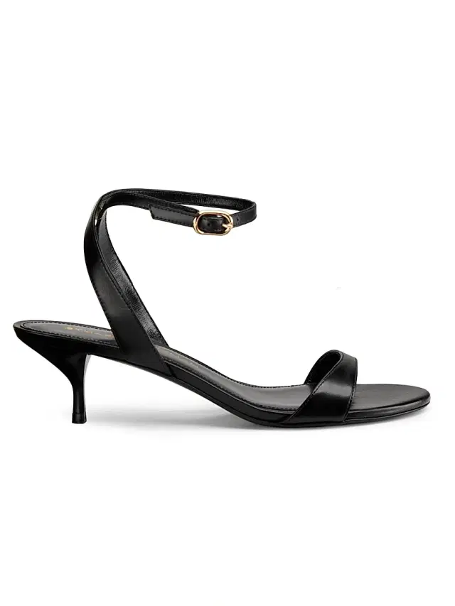Stuart Weitzman Women's Kellie 50MM Leather Kitten-Heel Sandals - Black