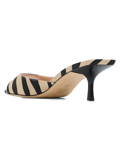 Stuart Weitzman Women's Lexington 50MM Zebra-Print Mules - Cream Smoke - Size 9.5 | Thumbnail 4 Stuart Weitzman Women's Lexington 50MM Zebra-Print Mules - Cream Smoke - Size 9.5 | Thumbnail 4