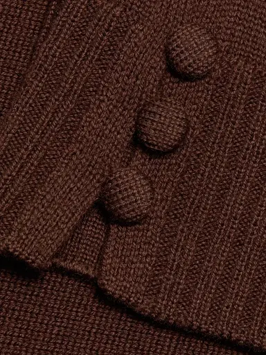 Oscar de la Renta Women's Ribbed-Trim Wool Three-Quarter-Sleeve Sweater - Mahogany - Size XL | Thumbnail 7