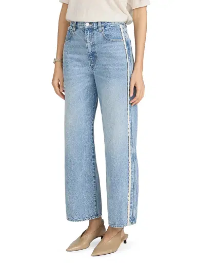 Frame Women's The Crochet Bow Crop Jeans - Aura | Thumbnail 4