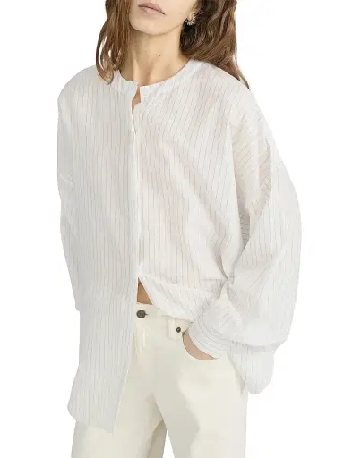 FRAME Women's The Gallery Cotton-Silk Shirt - Cream Multi | Thumbnail 4