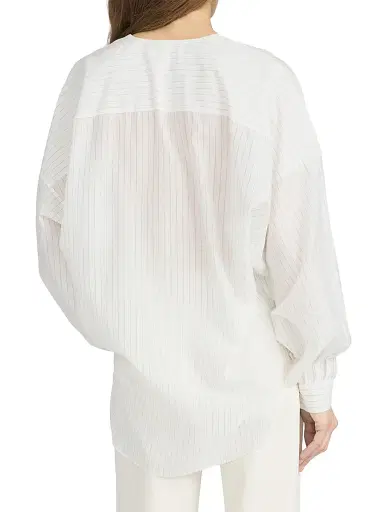 FRAME Women's The Gallery Cotton-Silk Shirt - Cream Multi | Thumbnail 6