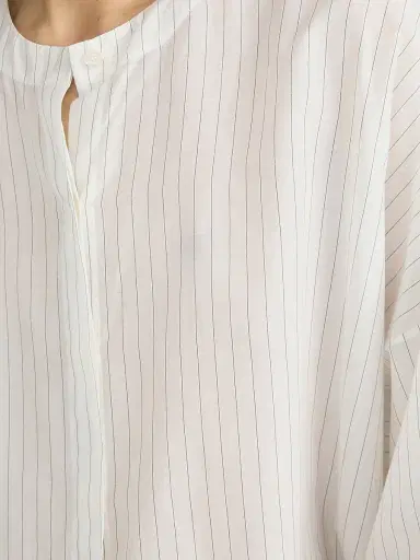 FRAME Women's The Gallery Cotton-Silk Shirt - Cream Multi | Thumbnail 7