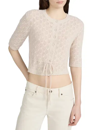Frame Women's The Clover Pointelle Knit Cardigan - Oatmeal Heather - Size XL | Thumbnail 3 Frame Women's The Clover Pointelle Knit Cardigan - Oatmeal Heather - Size XL | Thumbnail 3