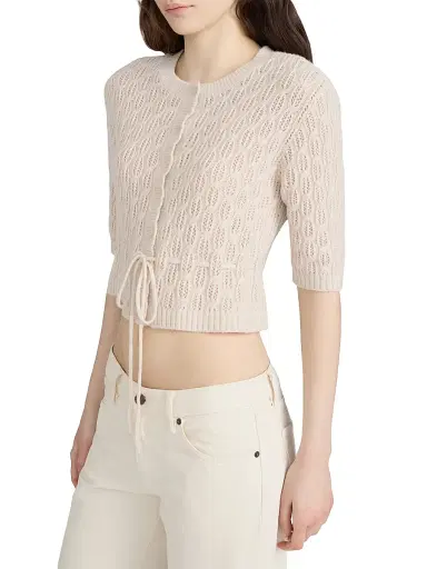 Frame Women's The Clover Pointelle Knit Cardigan - Oatmeal Heather - Size XL | Thumbnail 4 Frame Women's The Clover Pointelle Knit Cardigan - Oatmeal Heather - Size XL | Thumbnail 4