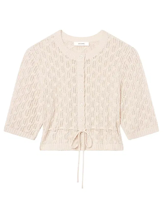 FRAME Women's The Clover Pointelle Knit Cardigan - Oatmeal Heather