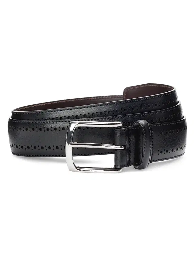 Men's Manistee Brogue Leather Belt - Black