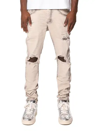 Purple Brand Men's Distressed Stretch Cotton Skinny Jeans | Thumbnail 1 Purple Brand Men's Distressed Stretch Cotton Skinny Jeans | Thumbnail 1