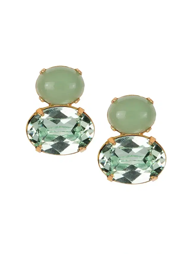 Women's Yvette 18K-Gold-Plated, Gemstone & Glass Crystal Double Drop Earrings - Chalcedony