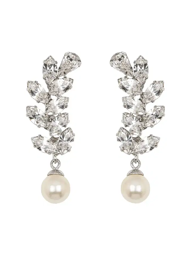 Women's Verla Rhodium-Plated, Crystal & Imitation Pearl Drop Earrings - Silver