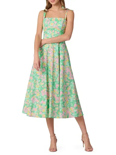 Shoshanna Women's Majorelle Floral Jacquard Cocktail Dress - Bright Mint Multi - Size 14 | Thumbnail 2