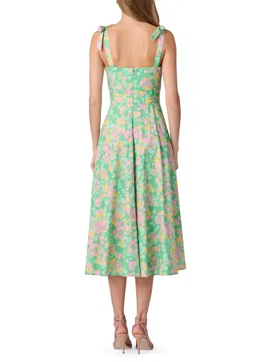 Shoshanna Women's Majorelle Floral Jacquard Cocktail Dress - Bright Mint Multi - Size 14 | Thumbnail 3