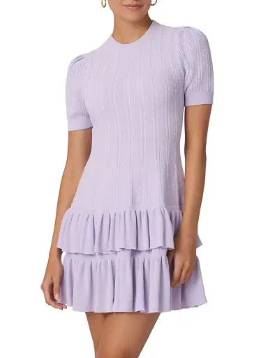 Shoshanna Women's Sloan Pointelle Knit Ruffle Minidress | Thumbnail 2 Shoshanna Women's Sloan Pointelle Knit Ruffle Minidress | Thumbnail 2