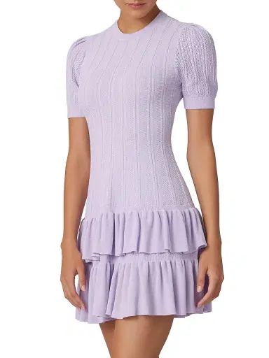 Shoshanna Women's Sloan Pointelle Knit Ruffle Minidress | Thumbnail 4 Shoshanna Women's Sloan Pointelle Knit Ruffle Minidress | Thumbnail 4