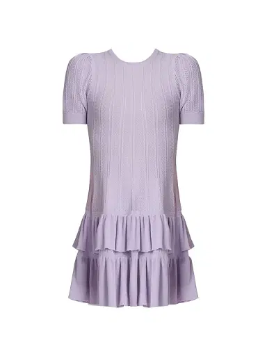 Shoshanna Women's Sloan Pointelle Knit Ruffle Minidress | Thumbnail 1 Shoshanna Women's Sloan Pointelle Knit Ruffle Minidress | Thumbnail 1