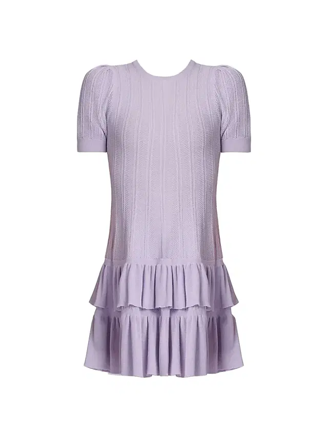 Shoshanna Women's Sloan Pointelle Knit Ruffle Minidress - Lilac