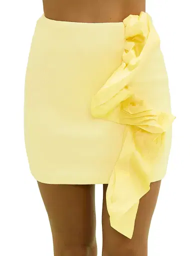 PatBo Women's Taffeta Ruffle Miniskirt - Yellow | Thumbnail 3